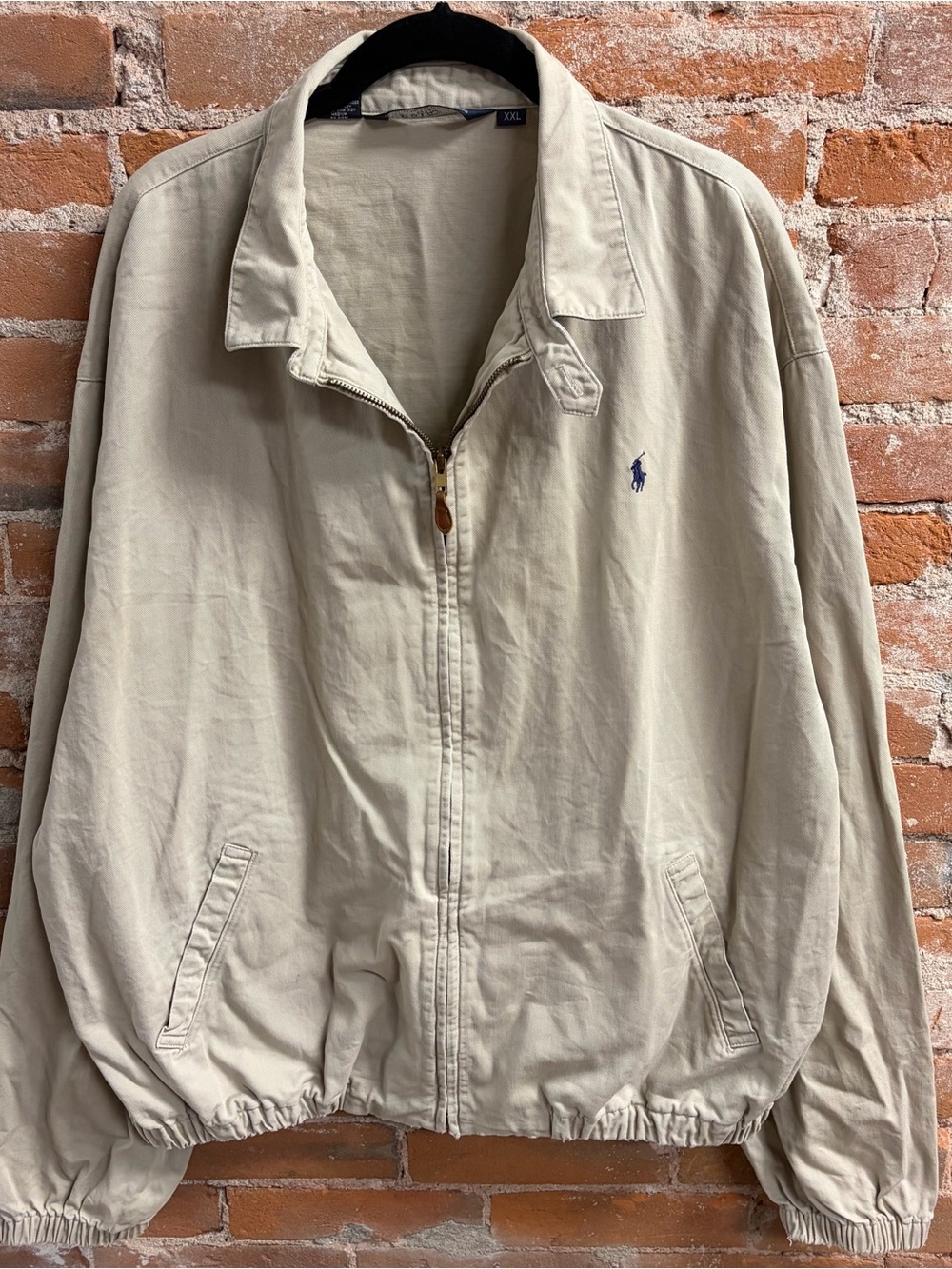 VTG 90s Polo Ralph Lauren Beige Harrington Bomber Streetwear Zip Jacket Mens XXL